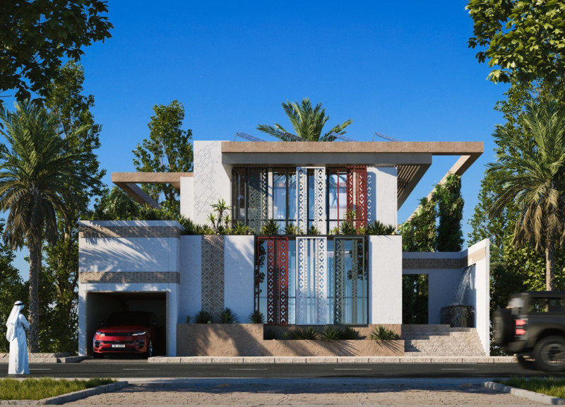 Windcatchers and Recycled Palm Forms in a Sustainable Family Retreat