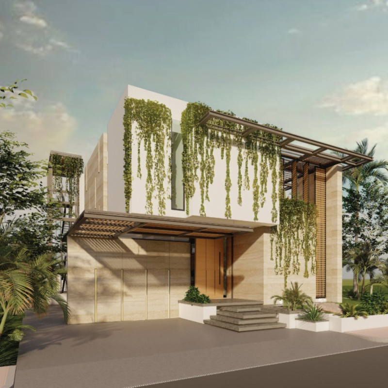 Sustainable Limestone Facade Embracing Natural Light in a Courtyard-Driven Home