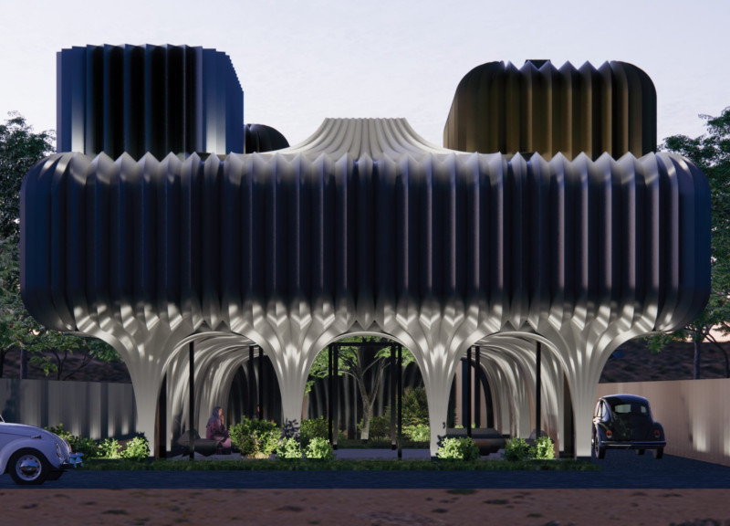 Folded Aluminum Creases Create Thermal Efficiency in Modern Emirati Living