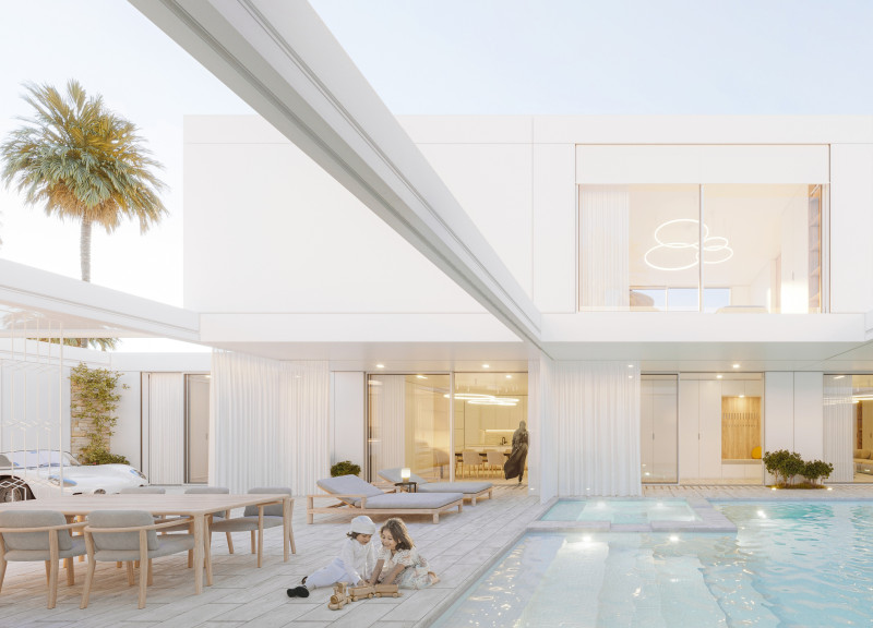 Charred Wooden Shingles and Biophilic Elements in Modular Family Living