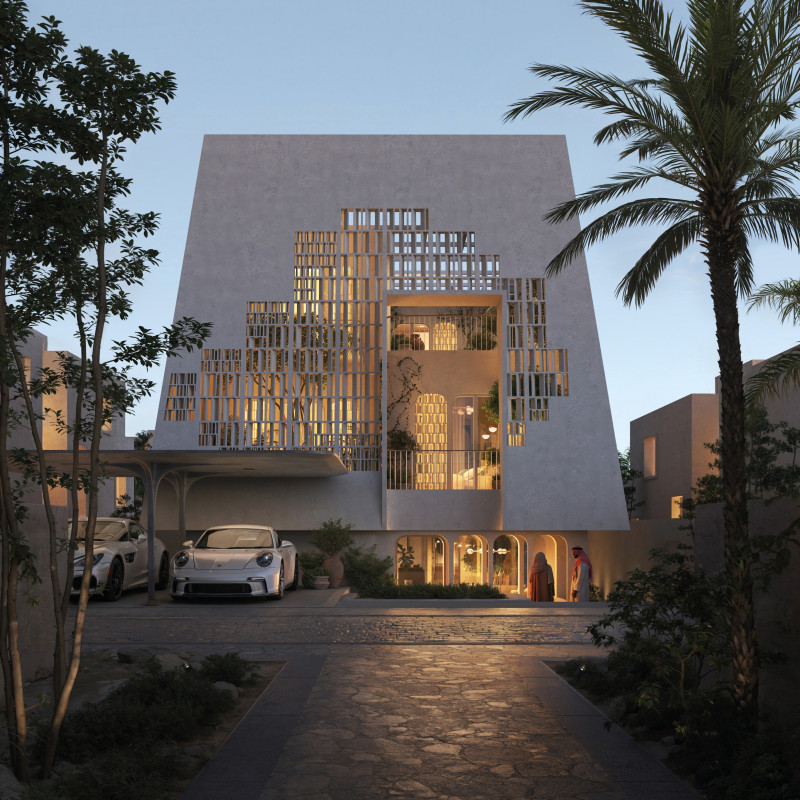 Thermal Mass Utilization with Earth Blocks and Mashrabiya for Family-Centric Living