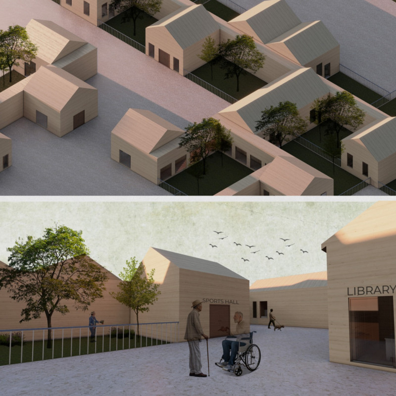 Charred Wooden Shingles and Cross-Laminated Timber in an Accessible Community Residence