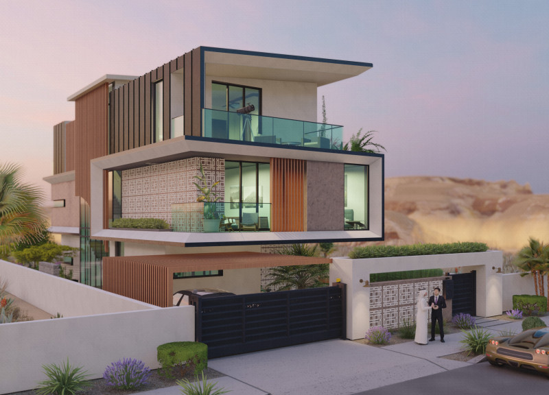 Natural Stone and Vertical Gardens Define a Sustainable Desert Residence