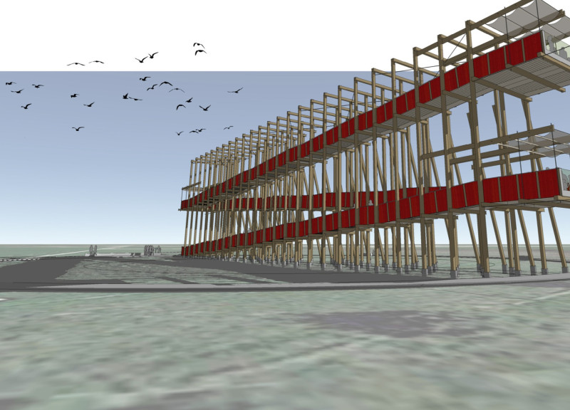 Elevated Viewing Platform Crafted from Locally Sourced Timber with Modular Canopies