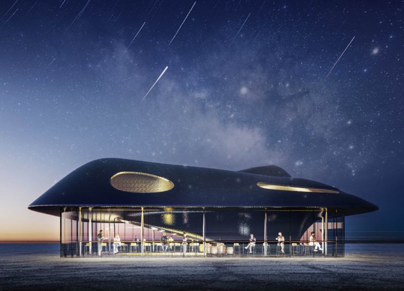 Curved Glass Facade and Charred Timber Shingles in a Thermal Bath Retreat