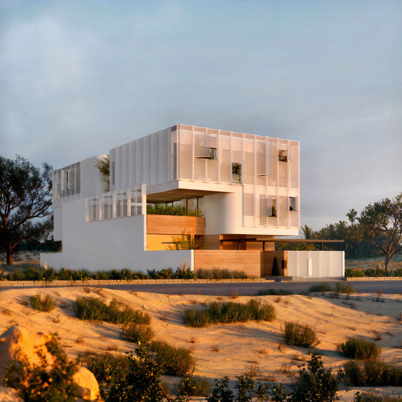 Earth-Clad Residential Design with Thermal Efficiency and Ventilated Mesh Screens