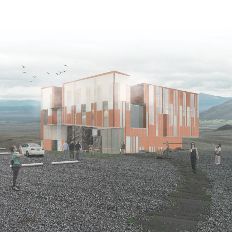 Geothermal Spa Constructed with Copper Patina and Natural Stone Integration