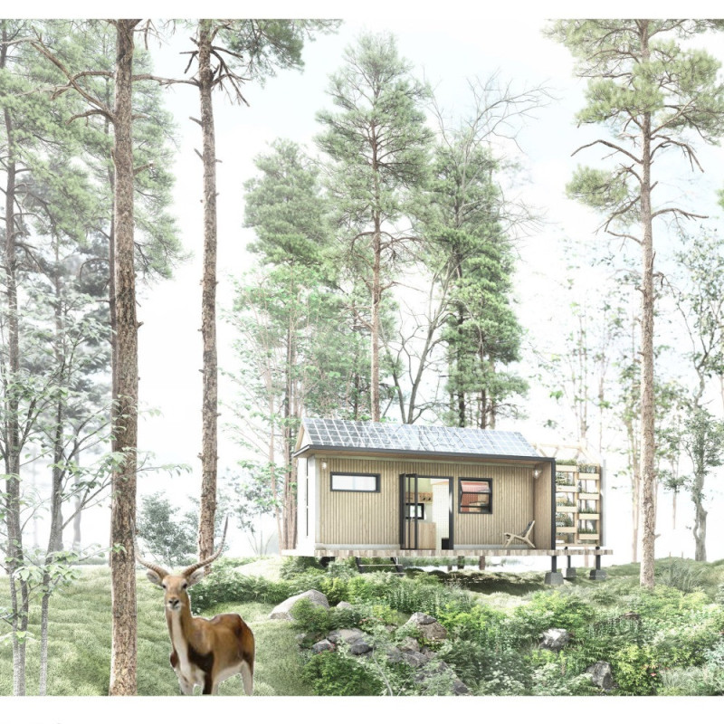 Charred Wooden Shingles and Cross-Laminated Timber Panels Form an Eco-Friendly Retreat for Forest Guardians