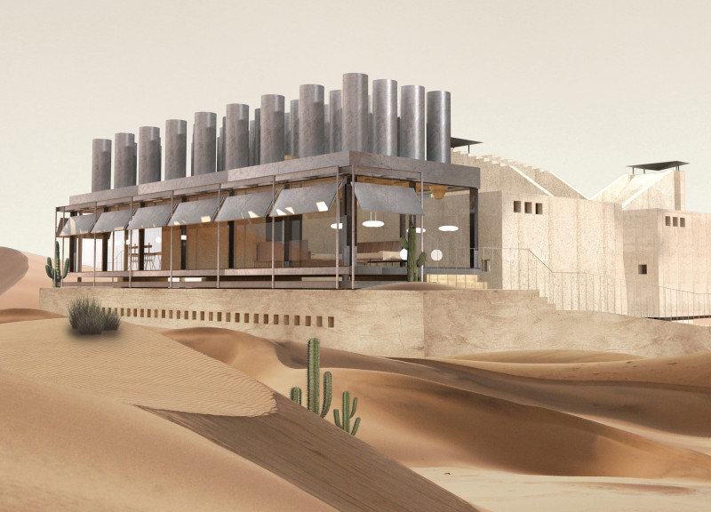 Charred Wooden Shingles and Reinforced Concrete Design for Flexible Community Spaces