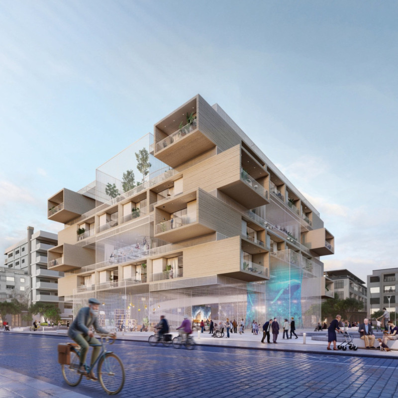 Charred Wooden Shingles and Precast Concrete Forming an Intergenerational Community Hub