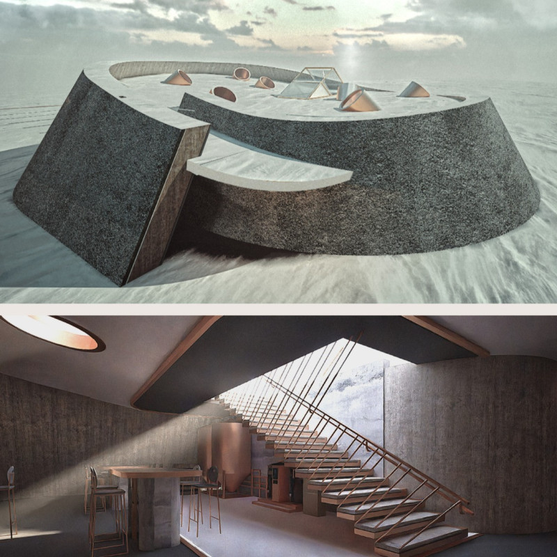 Natural Stone Integration with Reclaimed Wood in a Sustainable Crater Retreat