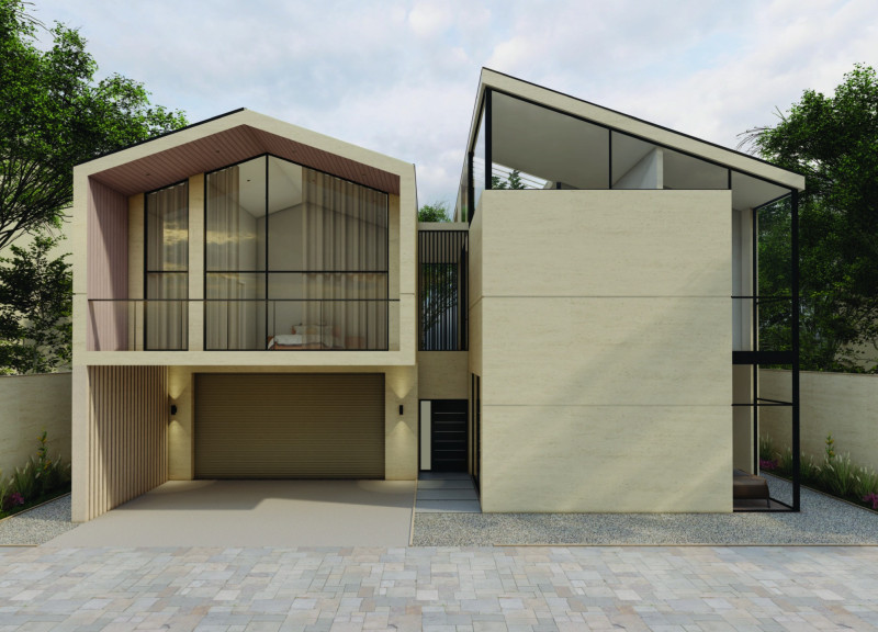 Travel Through Light and Space Within a Villa Constructed from Travertine and Glass