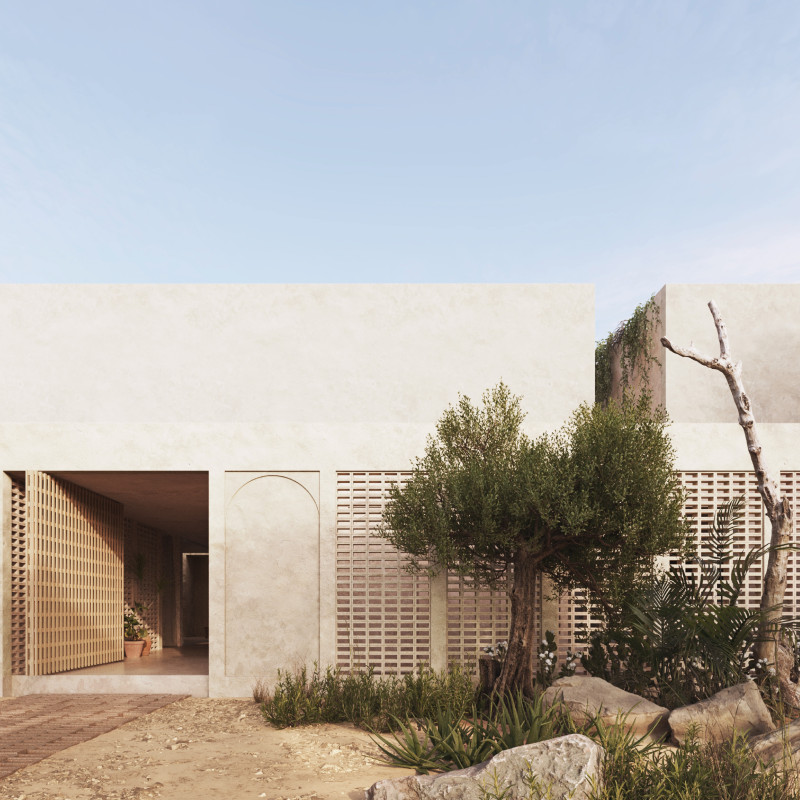 Charming Residence Featuring Natural Stone and Slatted Timber Screens for Seamless Indoor-Outdoor Living