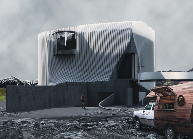 Curved Concrete Pathways and Panoramic Views in a Beer Spa Integration with Natural Landscapes