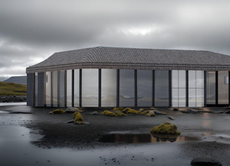 Charred Wooden Shingles and Panoramic Views in a Geothermal Spa Retreat