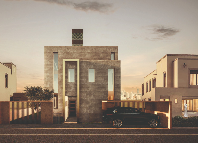 Terracotta-Clad Structure with Vertical Green Elements Embracing Sustainable Living