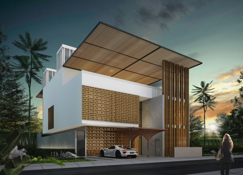 Fluid Forms with Natural Timber Facades Embracing Desert Sustainability