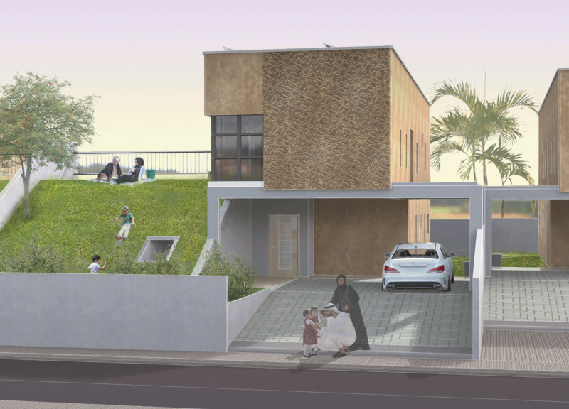 Poured-Earth Construction with Water Harvesting Systems in a Sustainable Community Dwelling