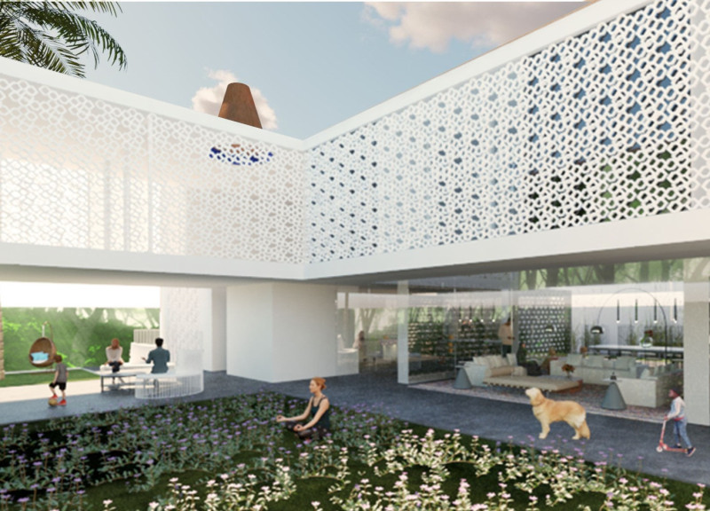 Neurotechnology-Enhanced Living with Hydroponic Vertical Gardens and Terracotta Elements