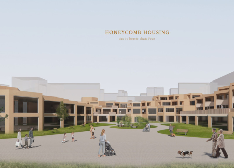 Hexagonal Living Spaces Created with Charred Wooden Shingles and Natural Light Integration