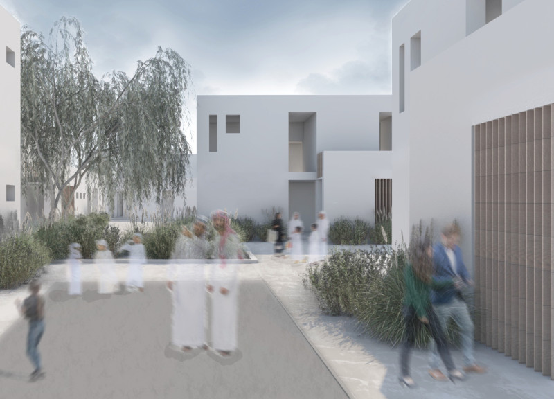 Modular Community Spaces Enhanced by Sustainable Concrete and Dynamic Facade Design