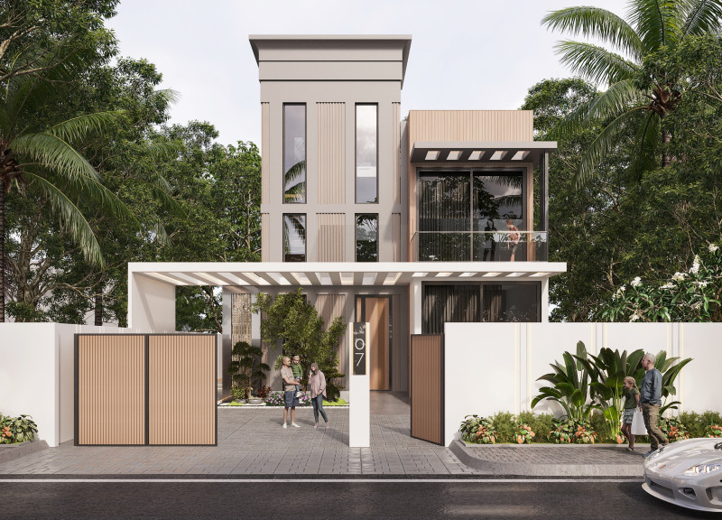 Charred Wooden Shingles and Recycled Materials Form a Sustainable Residential Solution