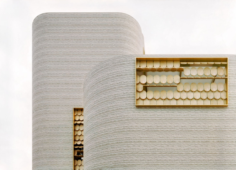 A Clay-Brick Community Hub with Modular Solar Shading
