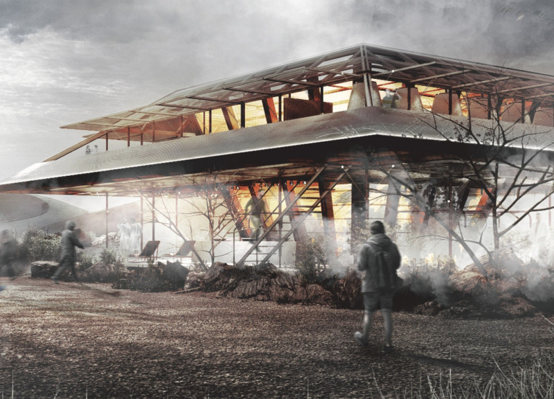 Geothermal Wellness Center Constructed with Natural Turf and Local Stone