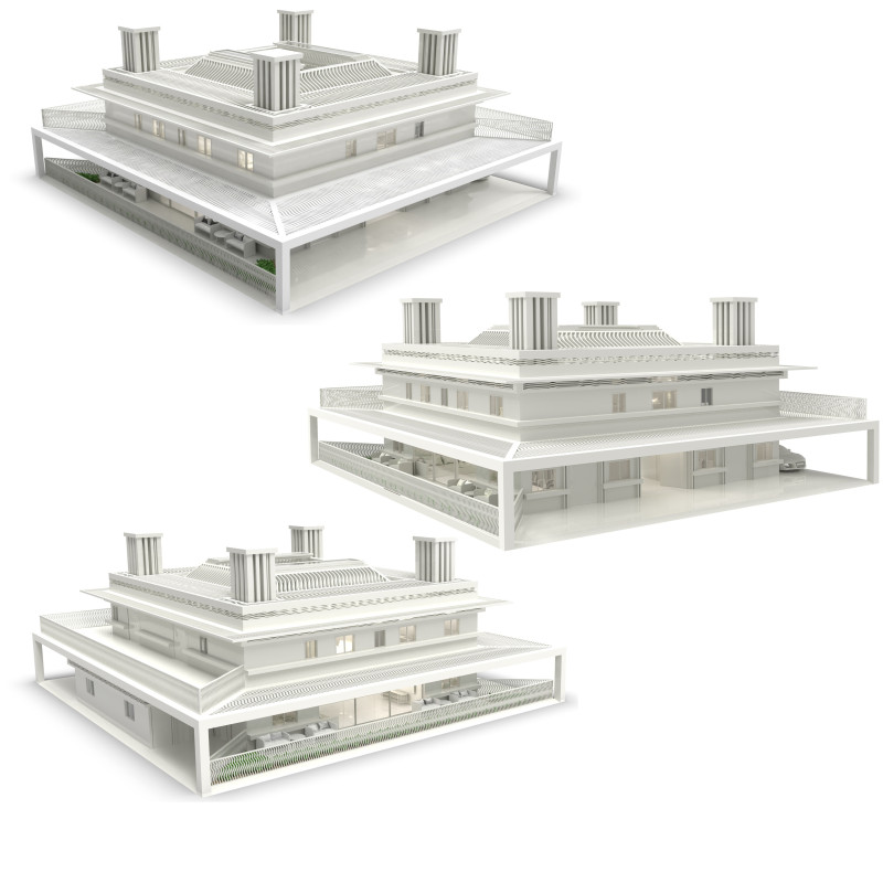 Cooling Oasis Created with Natural Stone and Climate-Responsive Design in Arid Desert Setting