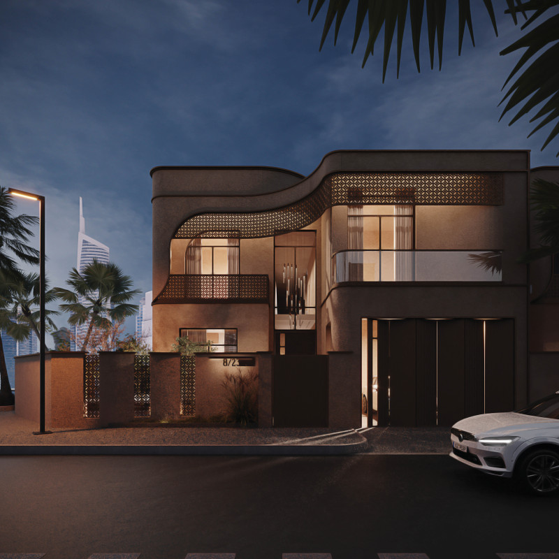 Embracing Natural Textures with Adobe Bricks and Timber Screens in Desert Living