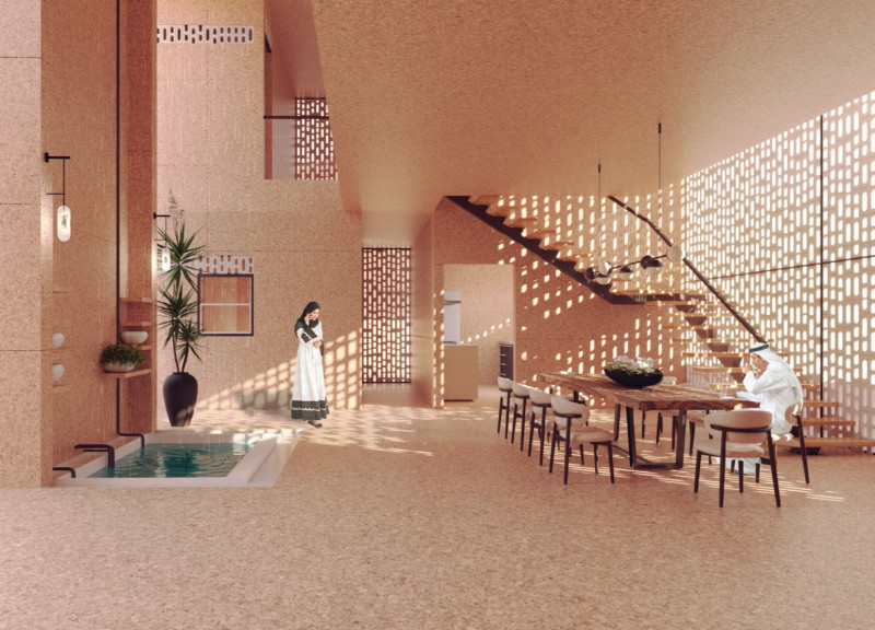 Harnessing Atmospheric Moisture with Cork and Reinforced Concrete in a Desert Climate Home