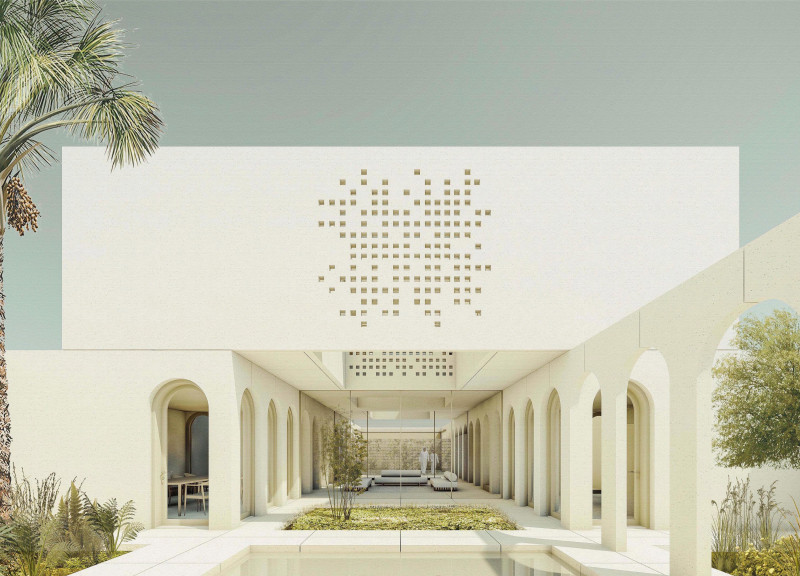 Charred Wooden Facade Enhancing Airflow in a Desert-Inspired Residential Design