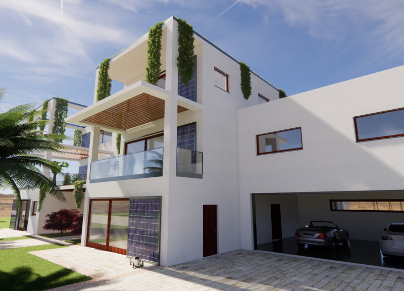 Compressed Earth Walls and Vertical Gardens in a Sustainable Family Residence