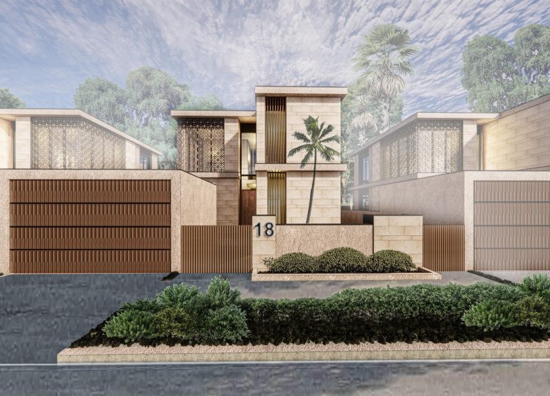 Modular Living Spaces Crafted with Limestone and Glass Efficiently Integrating Community Focus