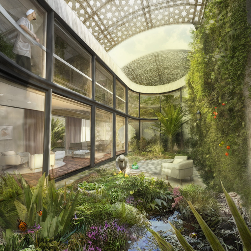 Aquaponics and Adobe Walls in a Sustainable Family Residence