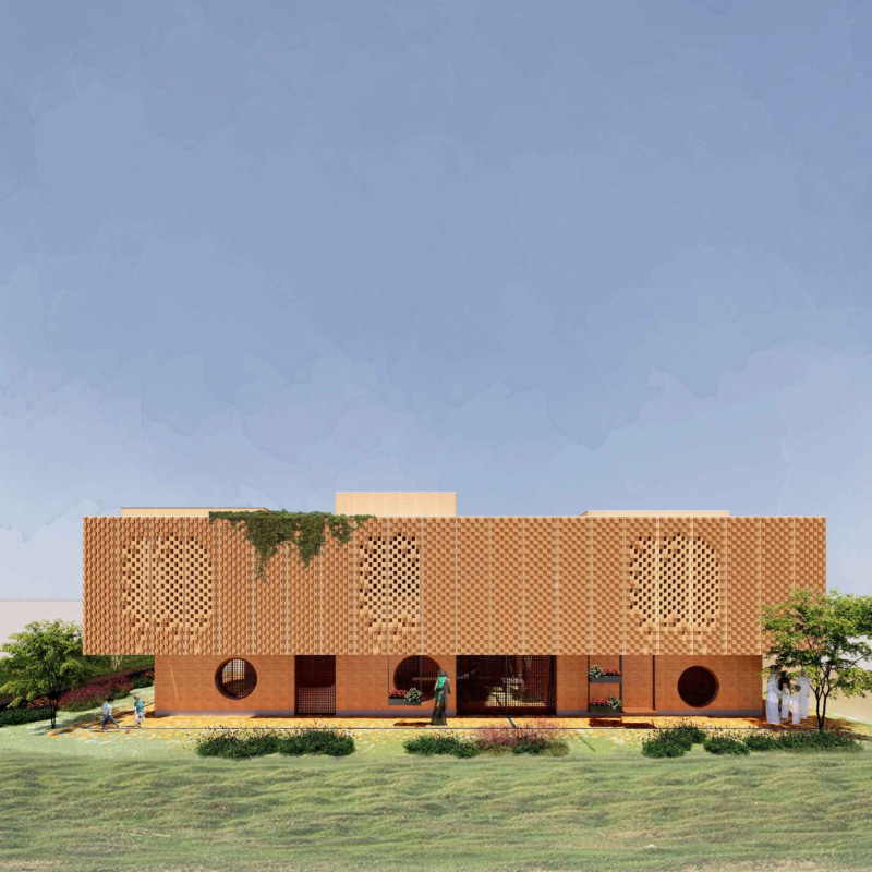 Rammed Earth and Adobe Brick Residence with a Central Courtyard for Sustainable Living