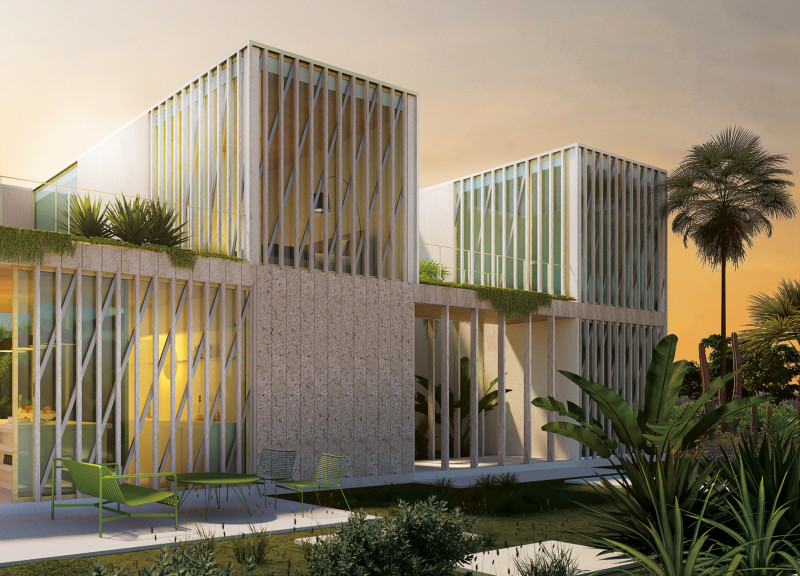 Charred Wooden Louvers and Courtyard Integration in Sustainable Residential Design