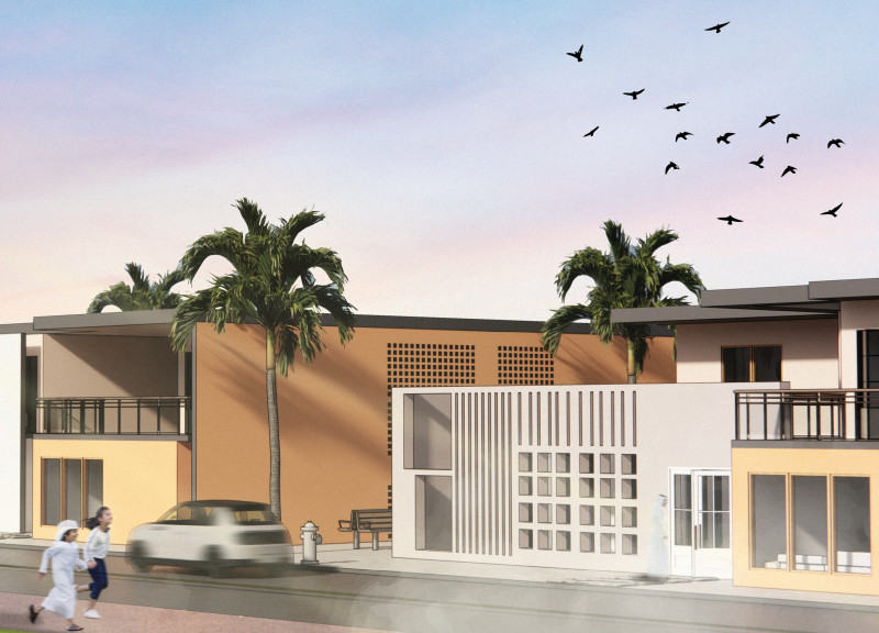 Lattice-Walled Living Spaces Featuring Coral Stone and Eco-Friendly Bio-Bricks