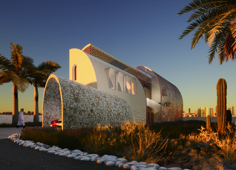 Curvilinear Coralstone Living Spaces Enhanced by Natural Light and Community Integration