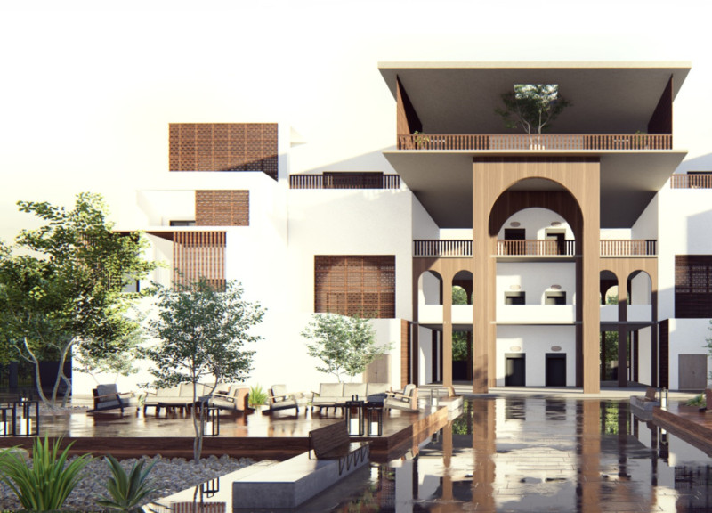 Charred Wooden Shingles and Cross-Laminated Timber Panels Create a Versatile Mixed-Use Space