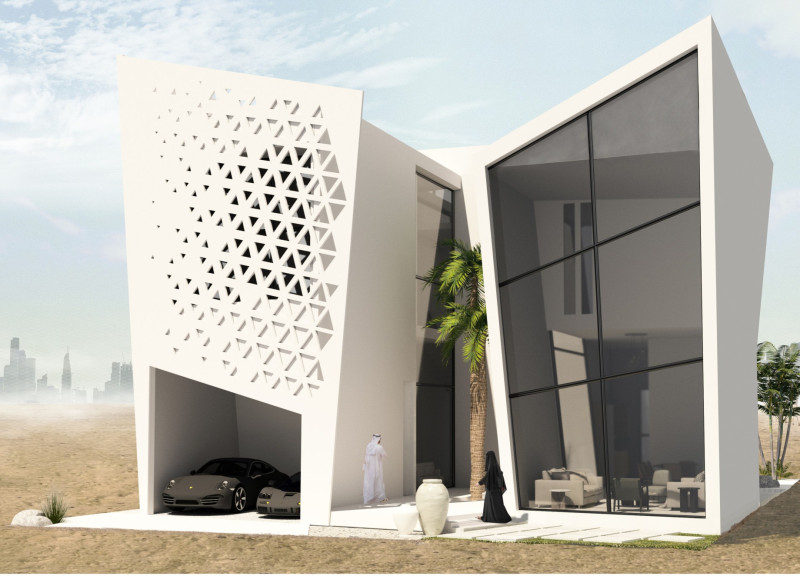 Triangular Facades and Low-E Glass Enhance Sustainable Living in Contemporary Dubai Residence