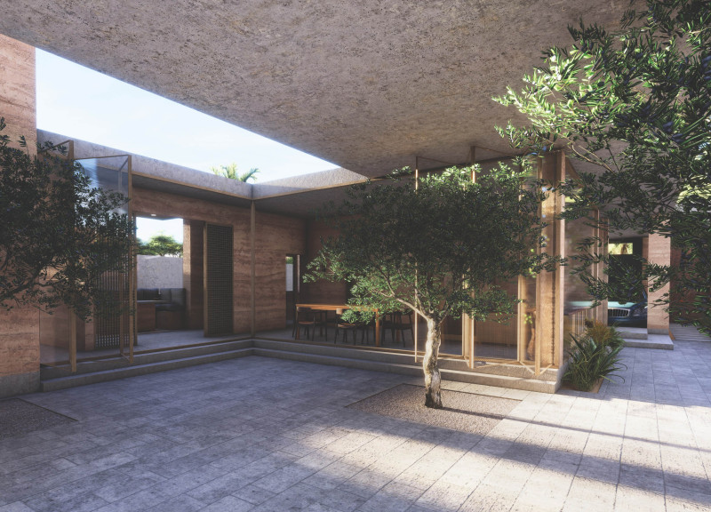 Charred Wood Facade with Courtyard Design Enhancing Natural Ventilation in Residential Living