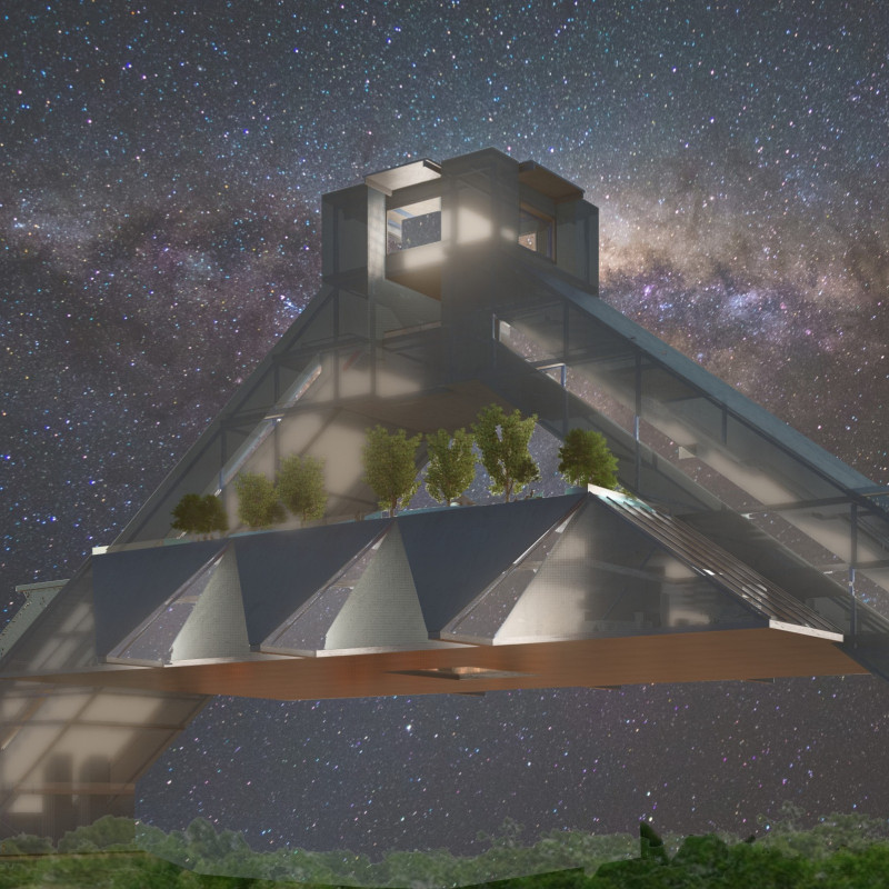 Fritted Glass and Metal Structure Integrating Native Landscaping for Community Engagement