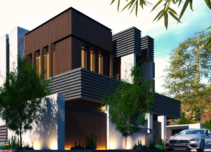 Charred Wooden Shingles Create Warmth in a Modern Emirati Residence