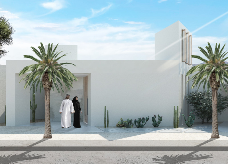 Geometric Formations and Natural Stone Integration in Sustainable Desert Living