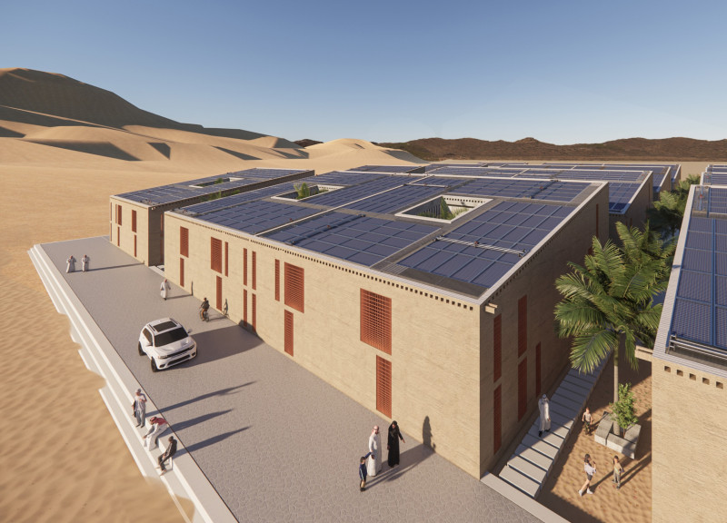 Rammed Earth Housing with Central Courtyard and Enhanced Natural Cooling Features