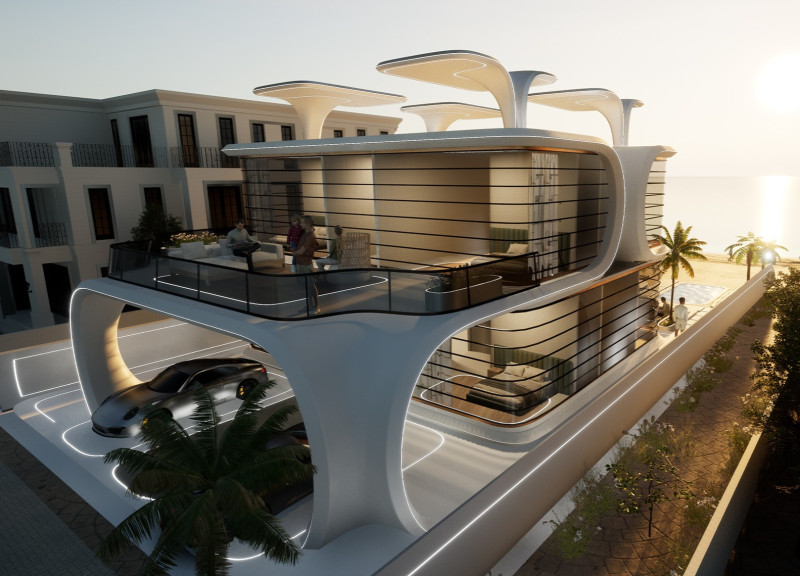 Gyroid Geometry and Airkrete Sustainability in a Contemporary Dubai Residence