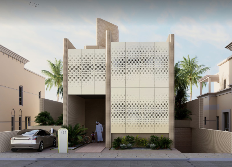 Masonry and 3d Printed Concrete Combine for Sustainable Living in a Modern Residence