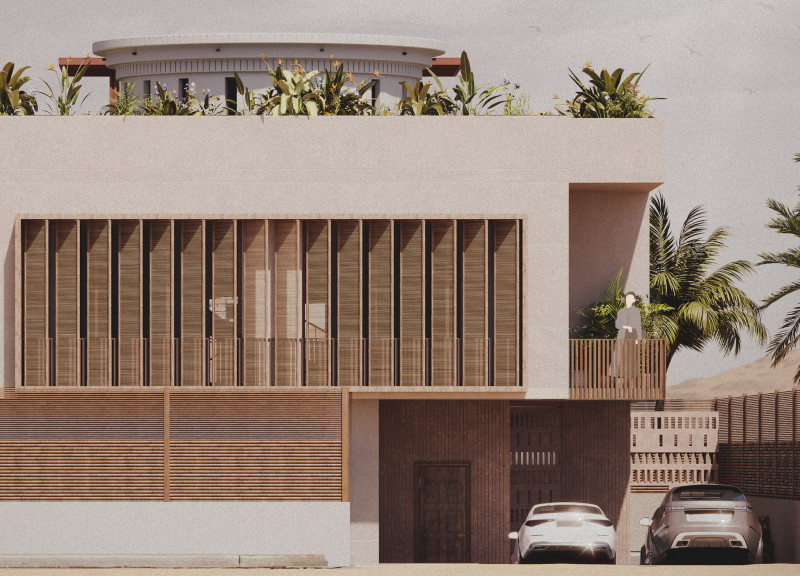 Sustainable Limestone Structure Featuring Bamboo Elements and Vertical Gardens for Self-Sufficient Living