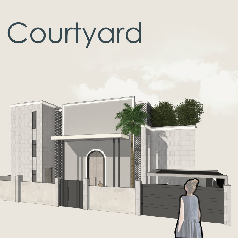 Smart Ceramic Facade and Community-Centric Courtyard Integrating Renewable Energy Solutions